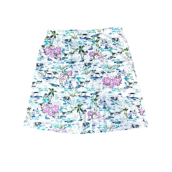 J.Jill Tropical Toile Print Easy Knit Seaside Vacation Skirt Size Small - Picture 2 of 8